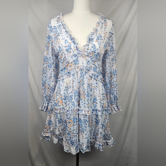 Women's Floral Babydoll Dress Sz Med No Brand Fairycore Coquette Feminine - Picture 1 of 5